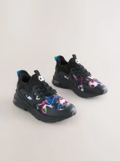 Noir motif football - Entraîneurs en dentelle élastique