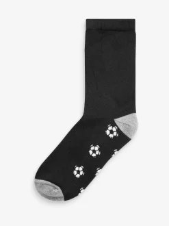 Noir motif football - Paquet de chaussettes rembourrées en coton riche 7