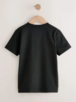 Noir motif football - T-shirt imprimé régulier à manches courtes (3-16ans)