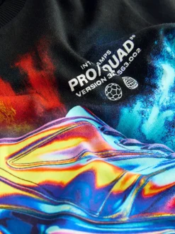 Noir motif football - T-shirt imprimé régulier à manches courtes (3-16ans)