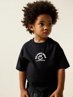 Noir motif smiley - Petit t-shirt graphique à manches courtes (3mois à7ans)