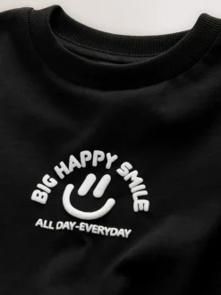 Noir motif smiley - Petit t-shirt graphique à manches courtes (3mois à7ans)