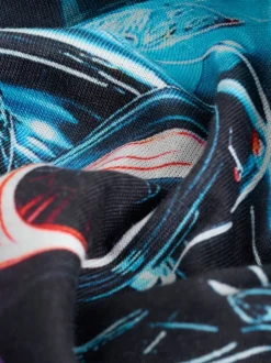 Noir motif voiture - T-shirt imprimé régulier à manches courtes (3-16ans)