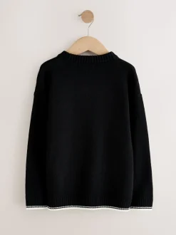 Noir NYC - Tireur de col rond tricoté (3-16yrs)