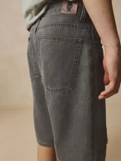 Noir usé - Short en jean authentique large (3-16ans)