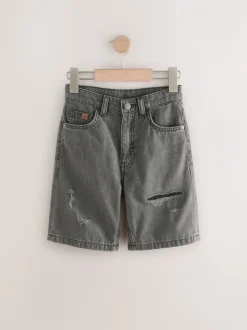 Noir usé - Short en jean authentique large (3-16ans)