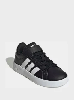Noir/Blanc - adidas Grand Court 3.0 Baskets enfant à lacets élastiques