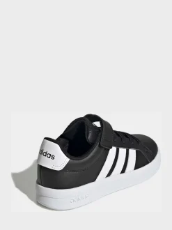 Noir/Blanc - adidas Grand Court 3.0 Baskets enfant à lacets élastiques
