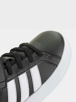 Noir/Blanc - adidas Grand Court 3.0 Baskets enfant à lacets élastiques