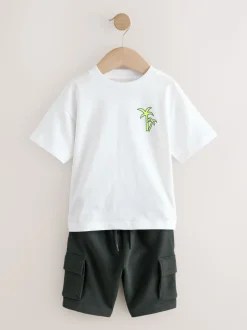 Noir/Blanc - Ensemble t-shirt à manches courtes et short utilitaire (3mois7ans)