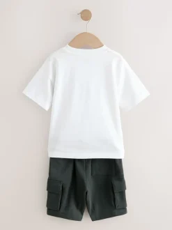 Noir/Blanc - Ensemble t-shirt à manches courtes et short utilitaire (3mois7ans)