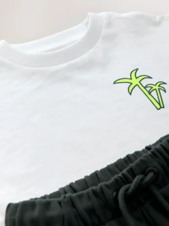 Noir/Blanc - Ensemble t-shirt à manches courtes et short utilitaire (3mois7ans)