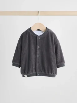 Noir/Blanc - Ensemble veste, haut et jogging en velours bébé (0mois-2ans)