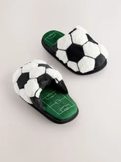 Noir/Blanc - Mules chaussons Football