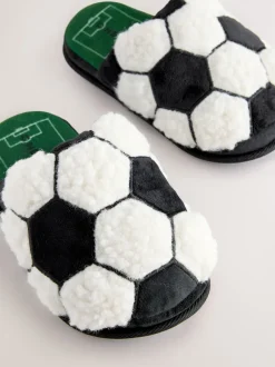 Noir/Blanc - Mules chaussons Football