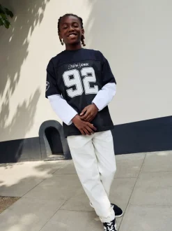 Noir/Blanc - T-shirt universitaire à manches courtes et longues Ensemble 2 pièces (3-16ans)