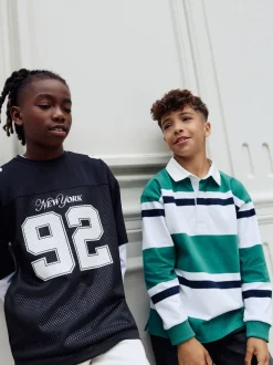 Noir/Blanc - T-shirt universitaire à manches courtes et longues Ensemble 2 pièces (3-16ans)