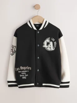 Noir/Blanc - Veste bomber imprimée graphique (3-16ans)