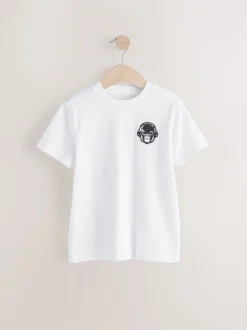 Noir/Blanc/Gris Marl/Kaki - Lot de 4 petits t-shirts graphiques à manches courtes (3-16ans)