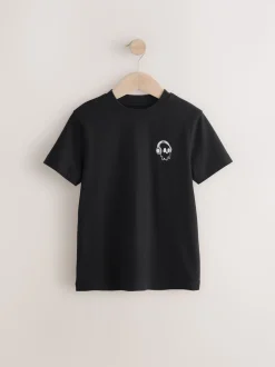 Noir/Blanc/Gris Marl/Kaki - Lot de 4 petits t-shirts graphiques à manches courtes (3-16ans)