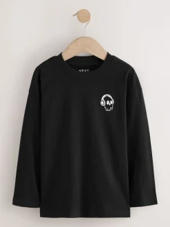 Noir/Blanc/Gris Marl/Kaki - Lot de 4 petits t-shirts graphiques à manches longues (3-16ans)