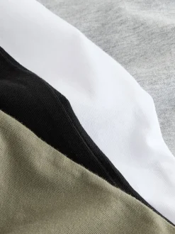 Noir/Blanc/Gris Marl/Kaki - Lot de 4 petits t-shirts graphiques à manches longues (3-16ans)