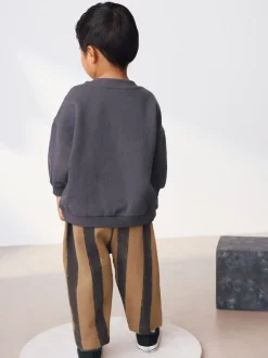 Noir/Brun - Ensemble Sweatshirt et Joggers Rayure (3mths-7yrs)