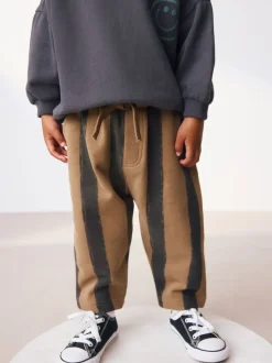 Noir/Brun - Ensemble Sweatshirt et Joggers Rayure (3mths-7yrs)