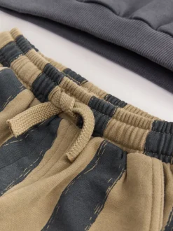 Noir/Brun - Ensemble Sweatshirt et Joggers Rayure (3mths-7yrs)