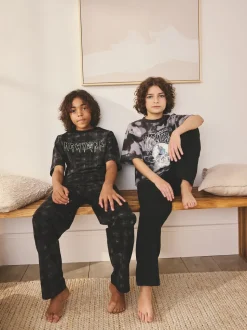 Noir/Crâne gris - Lot de 2 pyjamas à manches longues (3-16ans)