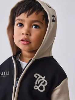 Noir/Ecru - Baker by Ted Baker Varsity 3 Pieces Sweat-shirt à capuche, T-shirt et Joggings Ensemble