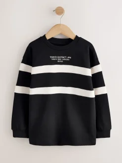 Noir/Ecru - T-shirt décontracté color-block à manches longues (3-16ans)