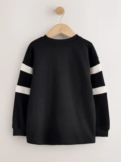 Noir/Ecru - T-shirt décontracté color-block à manches longues (3-16ans)