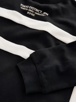 Noir/Ecru - T-shirt décontracté color-block à manches longues (3-16ans)