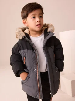 Noir/Gris - Doudounes chaudes imperméables (12mois-10ans)