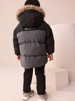 Noir/Gris - Doudounes chaudes imperméables (12mois-10ans)