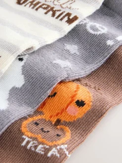 Noir/Gris - Lot de 3 chaussettes d’Halloween riches en coton