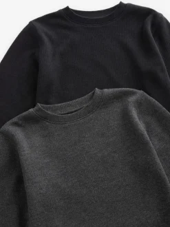 Noir/gris anthracite - Lot de 2 Hauts thermiques à manches longues (2-16ans)