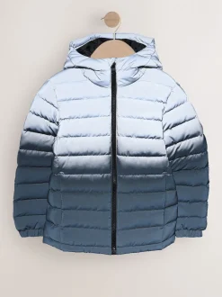 Noir/gris réfléchissant - Veste matelassée à capuche de poids moyen (3-17ans)