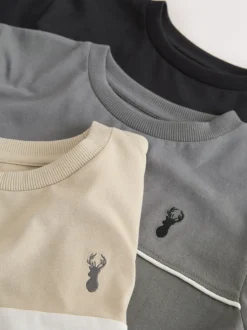 Noir/gris/ciment - Lot de 3 t-shirts color block à manches courtes (3-16ans)