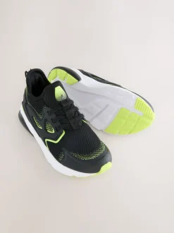 Noir/Jaune - Entraîneurs en dentelle élastique