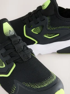 Noir/Jaune - Entraîneurs en dentelle élastique