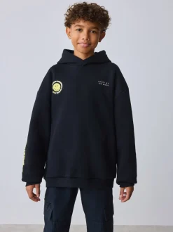 Noir/Jaune - Sweat à capuche Smiley World Baker by Ted Baker graphique
