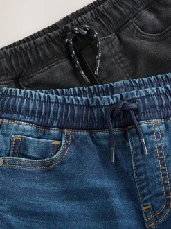 Noir/Marine - Lot de 2 jean extensible à taille élastique (3-16ans)