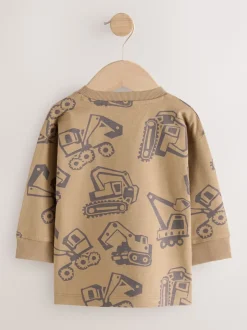 Noir/Marron Digger - Lot de 3 t-shirts imprimés graphiques à manches longues (3mois-7ans)