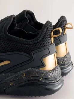 Noir/Or - Entraîneurs en dentelle élastique