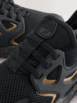 Noir/Or - Entraîneurs en dentelle élastique