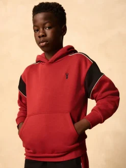 Noir/Rouge - Ensemble sweat à capuche color block