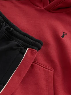Noir/Rouge - Ensemble sweat à capuche color block