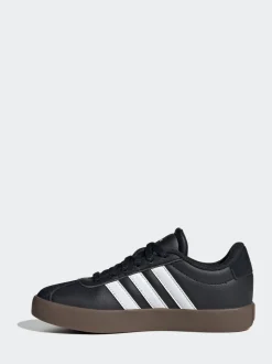 Noir/Tan - adidas Vl Cour 3.0 Baskets enfant en daim à lacets